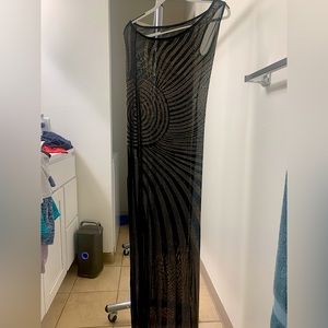 Black Mesh Gold Jewels Leg Slit | Size: XL